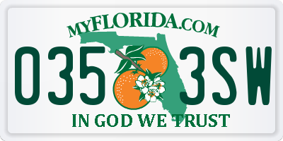 FL license plate 0353SW