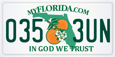 FL license plate 0353UN