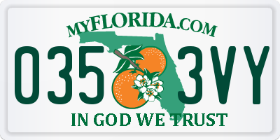 FL license plate 0353VY