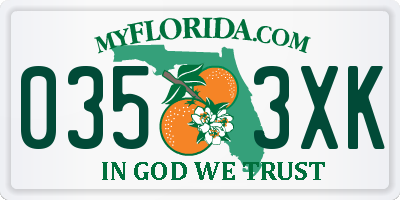 FL license plate 0353XK