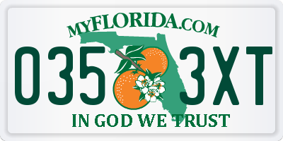 FL license plate 0353XT