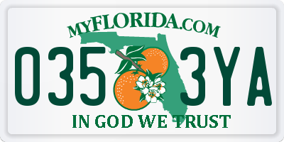 FL license plate 0353YA