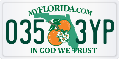 FL license plate 0353YP