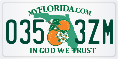 FL license plate 0353ZM