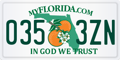 FL license plate 0353ZN