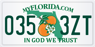 FL license plate 0353ZT
