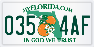 FL license plate 0354AF