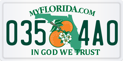 FL license plate 0354AO