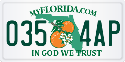 FL license plate 0354AP