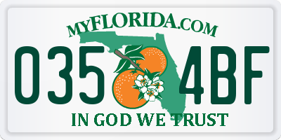 FL license plate 0354BF