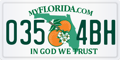 FL license plate 0354BH