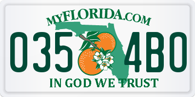 FL license plate 0354BO