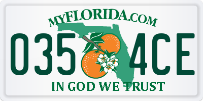 FL license plate 0354CE