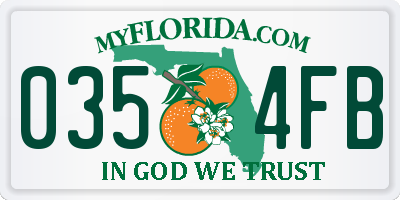 FL license plate 0354FB