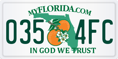FL license plate 0354FC