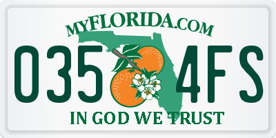 FL license plate 0354FS