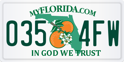 FL license plate 0354FW