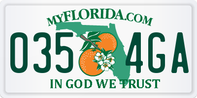 FL license plate 0354GA