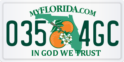 FL license plate 0354GC