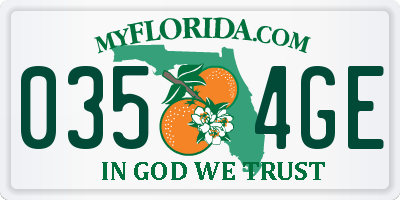 FL license plate 0354GE