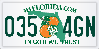 FL license plate 0354GN