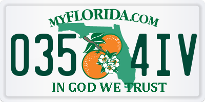FL license plate 0354IV