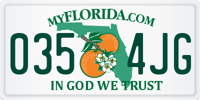 FL license plate 0354JG