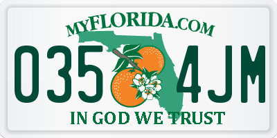 FL license plate 0354JM