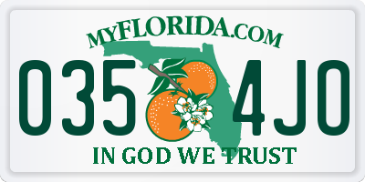 FL license plate 0354JO
