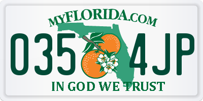 FL license plate 0354JP