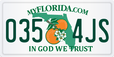 FL license plate 0354JS