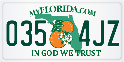FL license plate 0354JZ