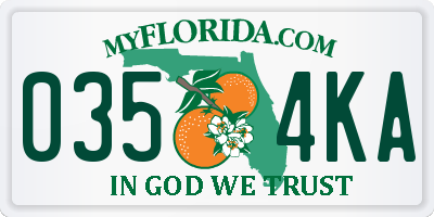 FL license plate 0354KA