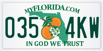 FL license plate 0354KW