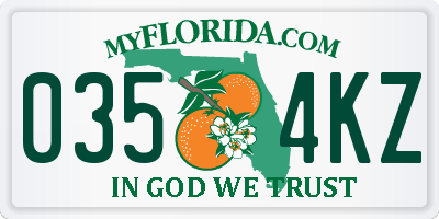 FL license plate 0354KZ
