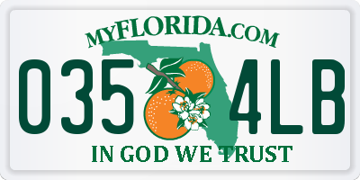 FL license plate 0354LB