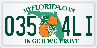 FL license plate 0354LI