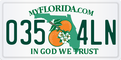 FL license plate 0354LN