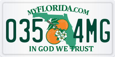 FL license plate 0354MG