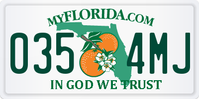 FL license plate 0354MJ