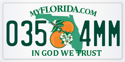 FL license plate 0354MM