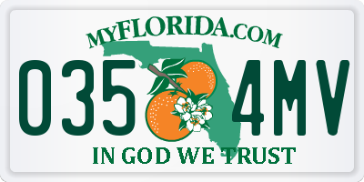 FL license plate 0354MV