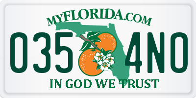 FL license plate 0354NO