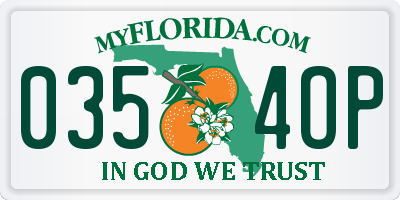 FL license plate 0354OP