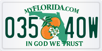 FL license plate 0354OW