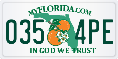 FL license plate 0354PE