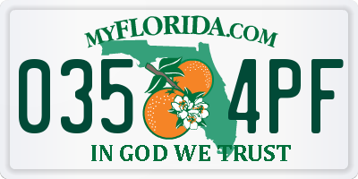 FL license plate 0354PF