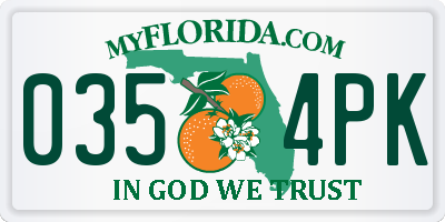 FL license plate 0354PK