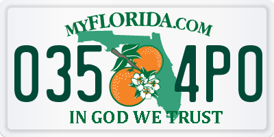 FL license plate 0354PO
