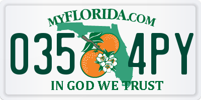 FL license plate 0354PY